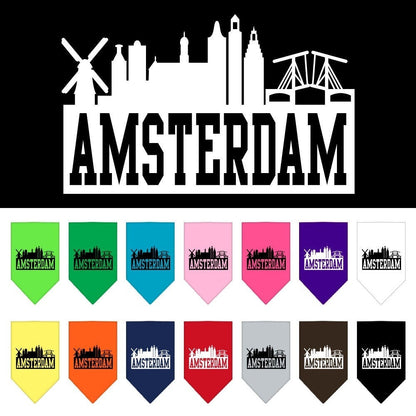 Pet and Dog Bandana Screen Printed, "Amsterdam Skyline"