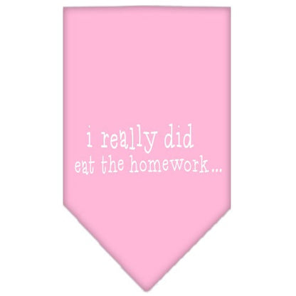 Pet and Dog Bandana Screen Printed, "I Really Did Eat The Homework"