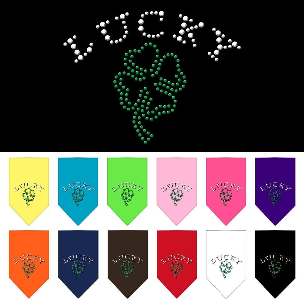 Pet and Dog Bandana Rhinestone, "Four Leaf Clover"