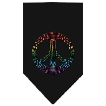 Pet and Dog Bandana Rhinestone, "Rainbow Peace Sign"