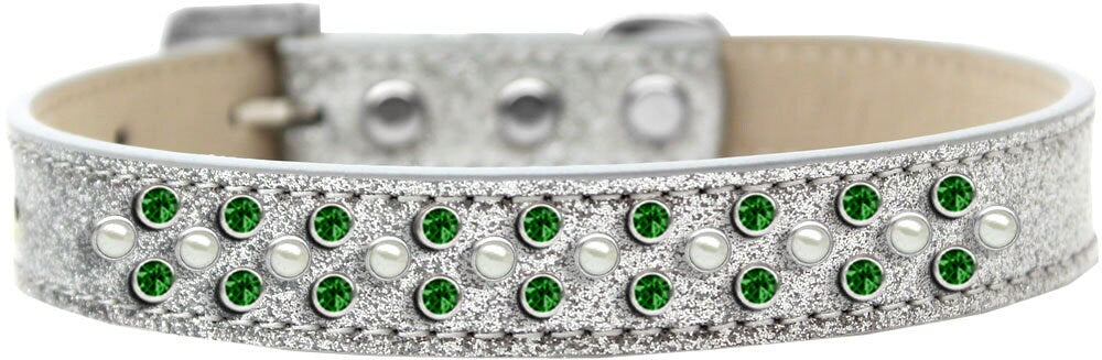 Dog, Puppy & Pet Ice Cream  Collar, "Pearl and Emerald Green Crystal Rimsets Sprinkles"