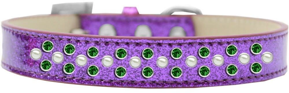 Dog, Puppy & Pet Ice Cream  Collar, "Pearl and Emerald Green Crystal Rimsets Sprinkles"