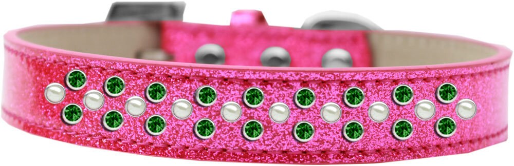 Dog, Puppy & Pet Ice Cream  Collar, "Pearl and Lime Green Crystal Rimsets Sprinkles"