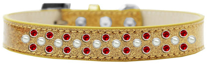 Dog, Puppy & Pet Ice Cream  Collar, "Pearl and Red Crystal Rimsets Sprinkles"