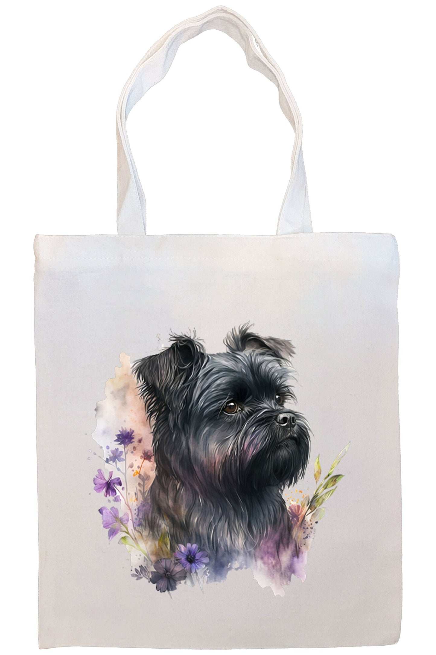 Canvas Tote Bag, Zippered With Handles & Inner Pocket, "Affenpinscher"