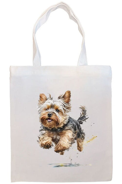 Canvas Tote Bag, Zippered With Handles & Inner Pocket, "Yorkie"