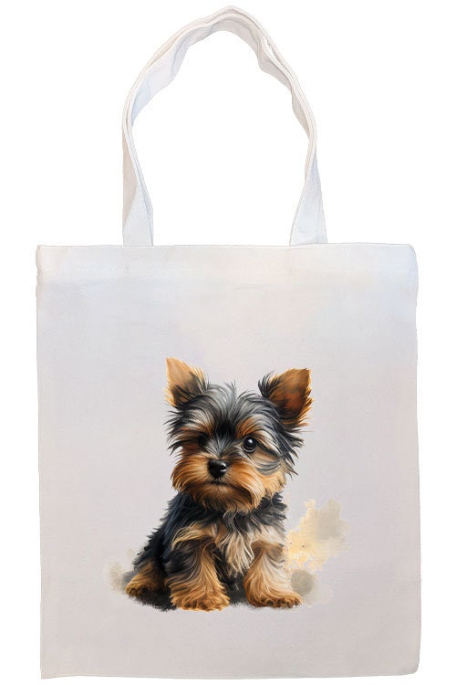 Canvas Tote Bag, Zippered With Handles & Inner Pocket, "Yorkie"