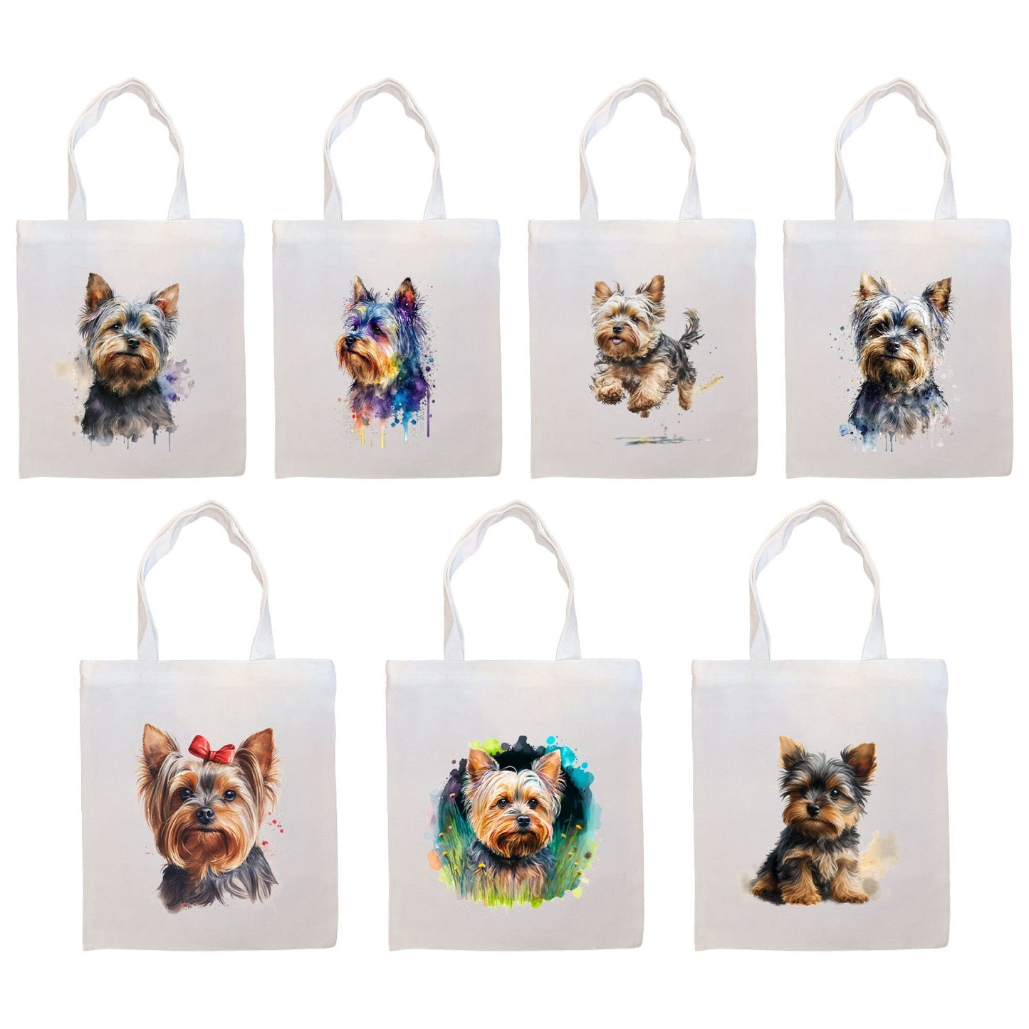 Canvas Tote Bag, Zippered With Handles & Inner Pocket, "Yorkie"