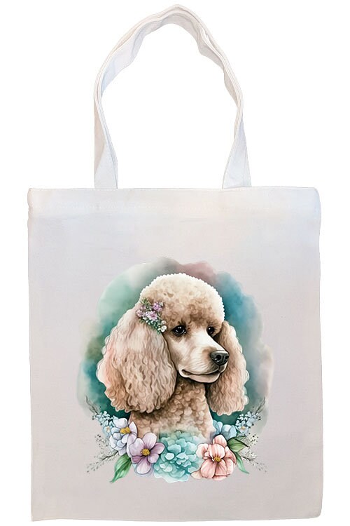 Canvas Tote Bag, Zippered With Handles & Inner Pocket, "Toy Poodle"