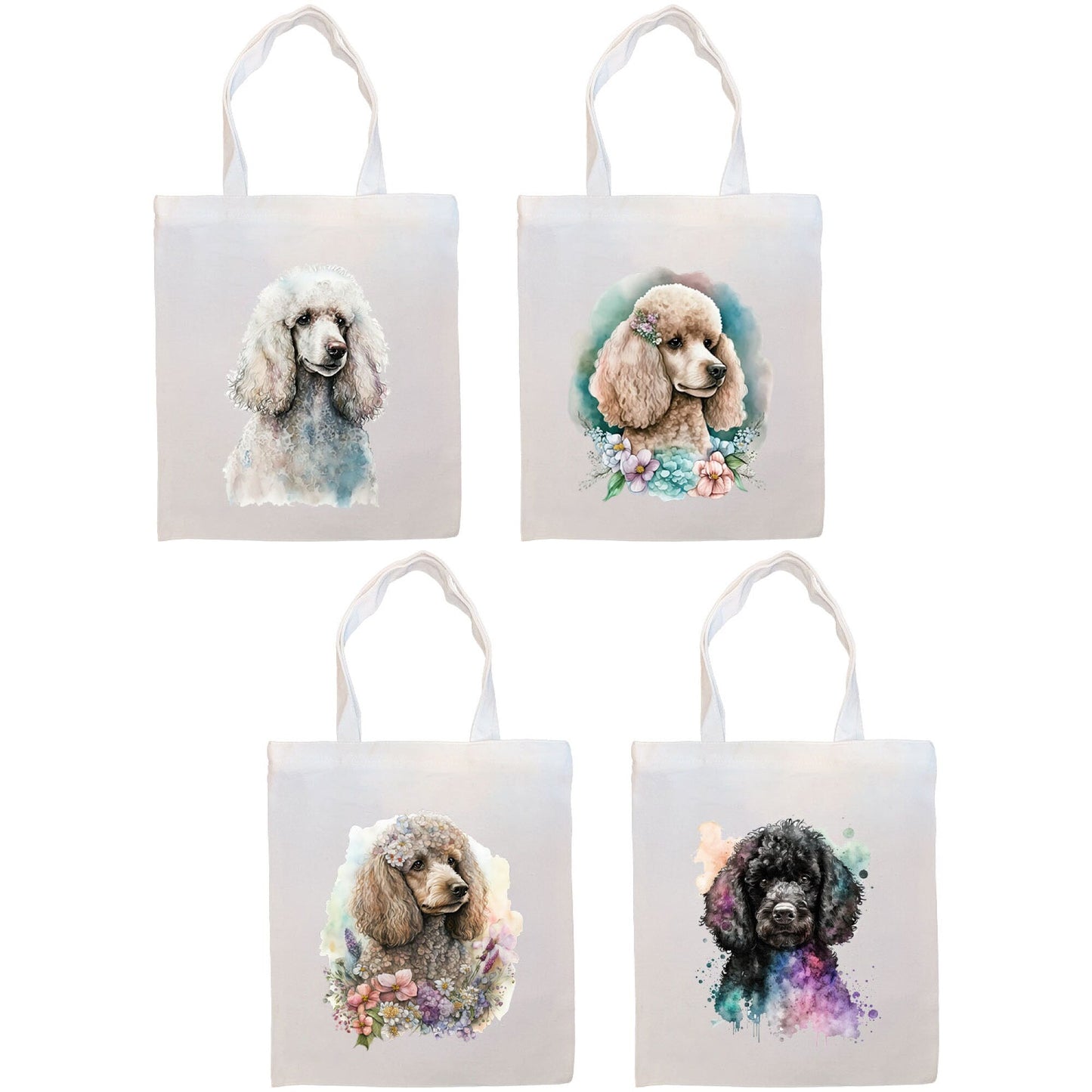 Canvas Tote Bag, Zippered With Handles & Inner Pocket, "Toy Poodle"