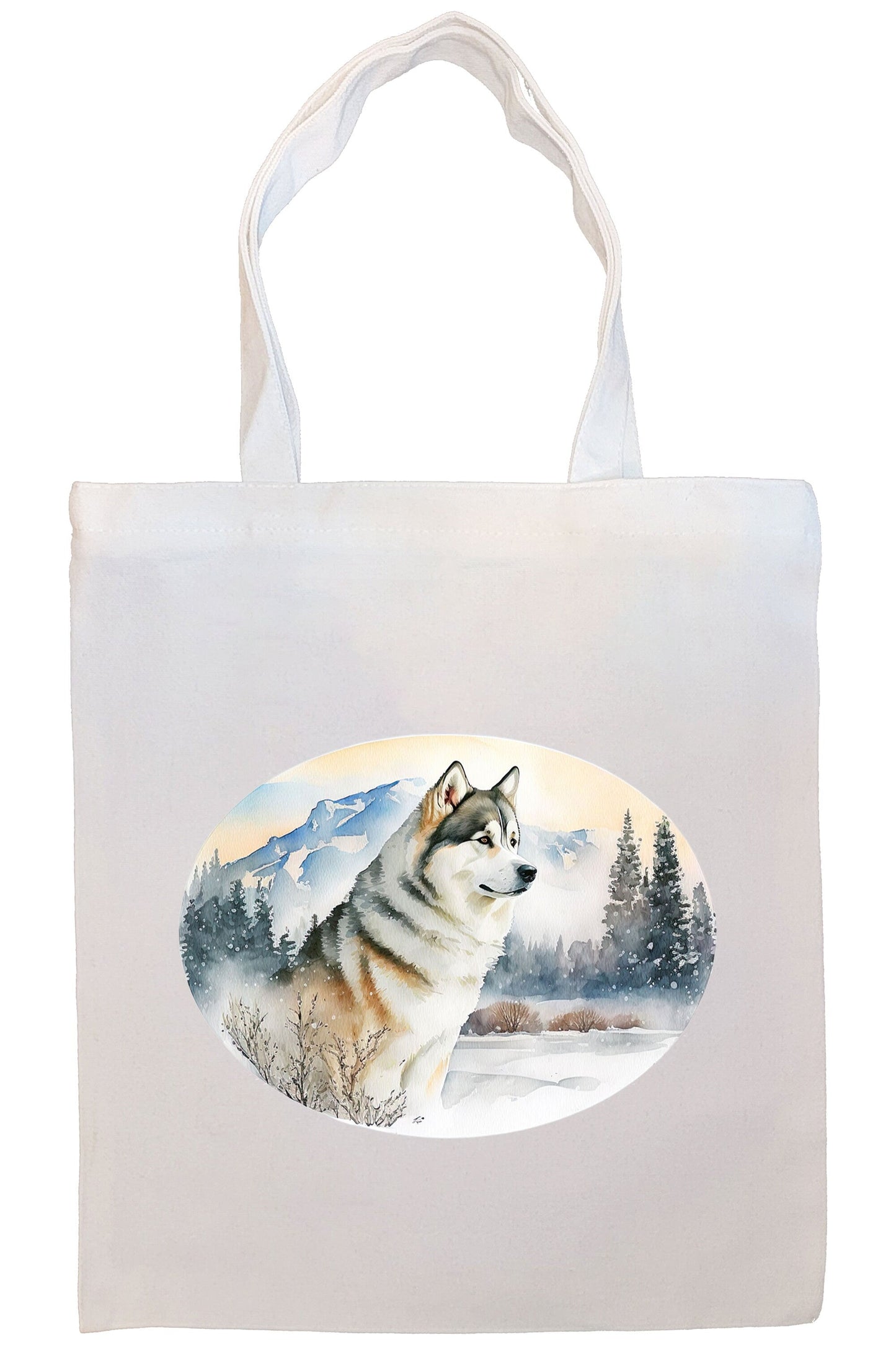 Canvas Tote Bag, Zippered With Handles & Inner Pocket, "Siberian Husky"