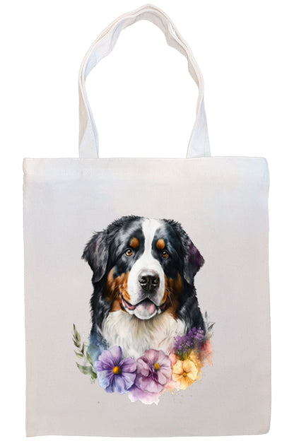 Canvas Tote Bag, Zippered With Handles & Inner Pocket, "Bernese Mountain Dog"