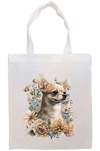 Canvas Tote Bag, Zippered With Handles & Inner Pocket, "Chihuahua"