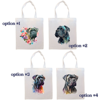 Canvas Tote Bag, Zippered With Handles & Inner Pocket, "Cane Corso"