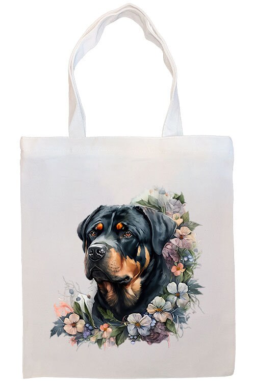 Canvas Tote Bag, Zippered With Handles & Inner Pocket, "Rottweiler"