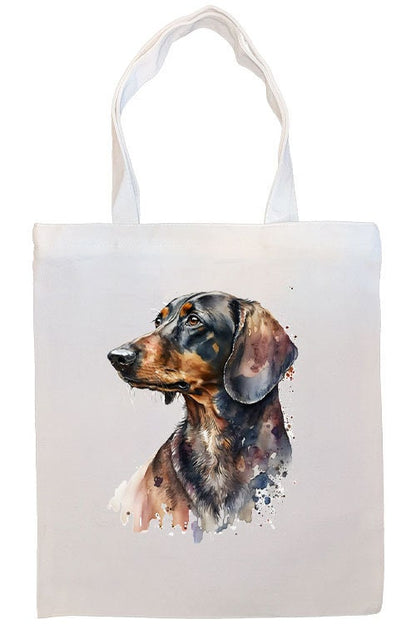 Canvas Tote Bag, Zippered With Handles & Inner Pocket, "Dachshund"