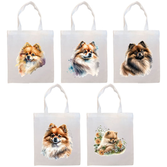 Canvas Tote Bag, Zippered With Handles & Inner Pocket, "Pomeranian"