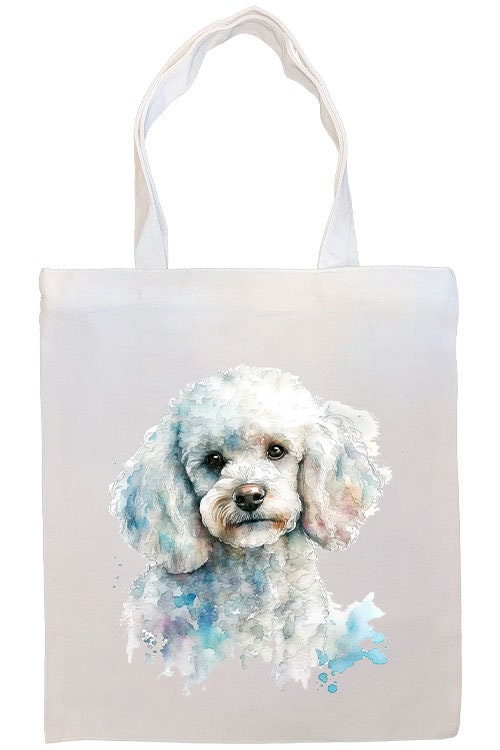 Canvas Tote Bag, Zippered With Handles & Inner Pocket, "Poodle"