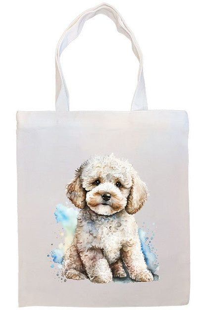 Canvas Tote Bag, Zippered With Handles & Inner Pocket, "Poodle"