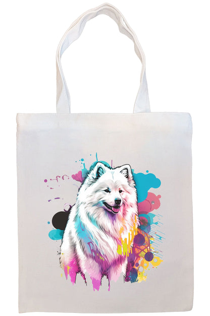 Canvas Tote Bag, Zippered With Handles & Inner Pocket, "Samoyed"