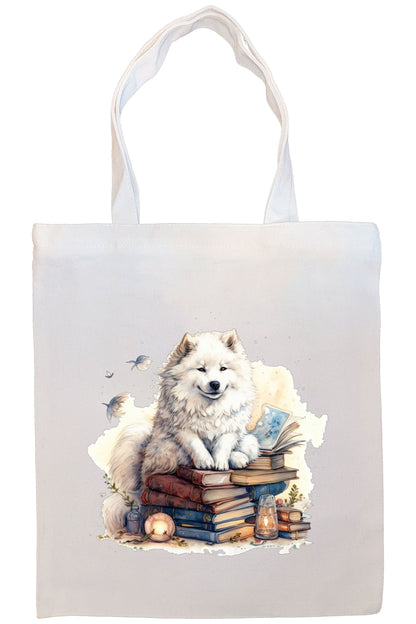 Canvas Tote Bag, Zippered With Handles & Inner Pocket, "Samoyed"