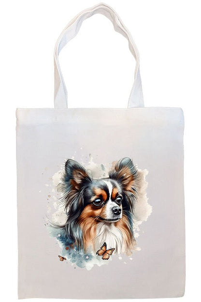 Canvas Tote Bag, Zippered With Handles & Inner Pocket, "Papillon"