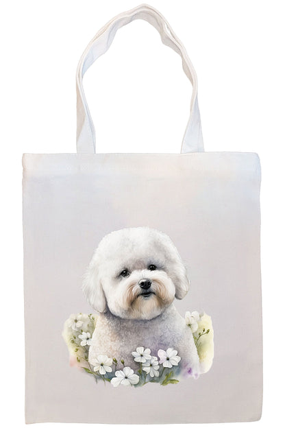 Canvas Tote Bag, Zippered With Handles & Inner Pocket, "Bichon Frise"