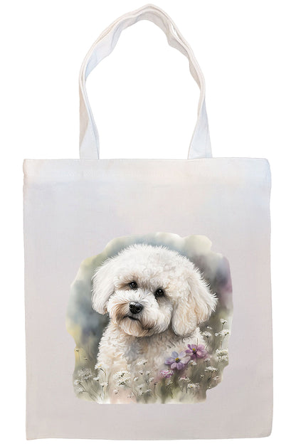 Canvas Tote Bag, Zippered With Handles & Inner Pocket, "Bichon Frise"