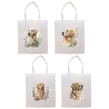 Canvas Tote Bag, Zippered With Handles & Inner Pocket, "Golden Retriever"