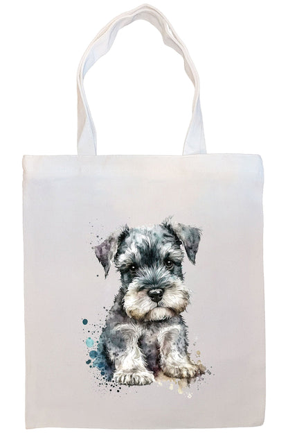 Canvas Tote Bag, Zippered With Handles & Inner Pocket, "Schnauzer"