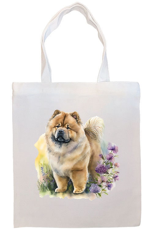 Canvas Tote Bag, Zippered With Handles & Inner Pocket, "Chow Chow"