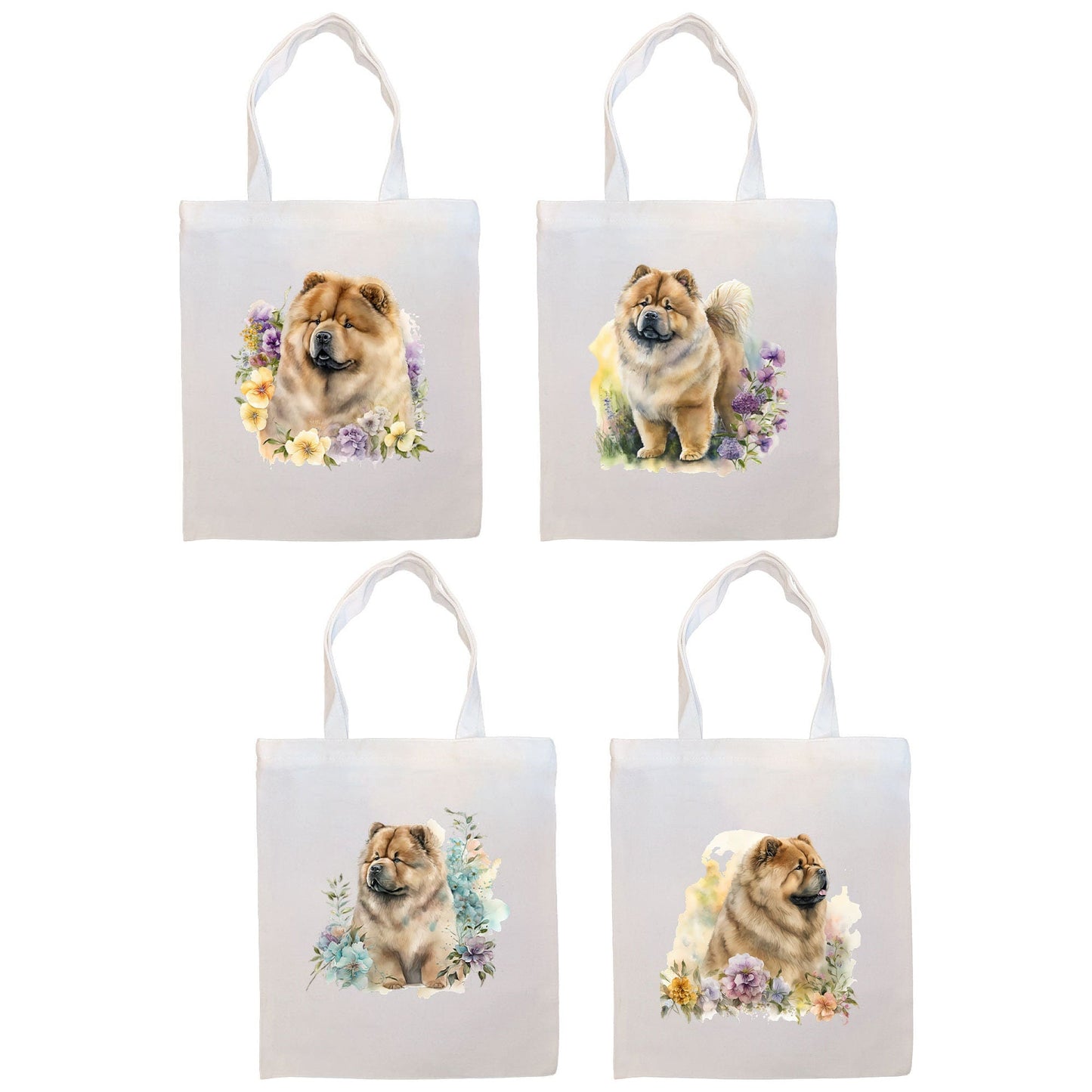 Canvas Tote Bag, Zippered With Handles & Inner Pocket, "Chow Chow"