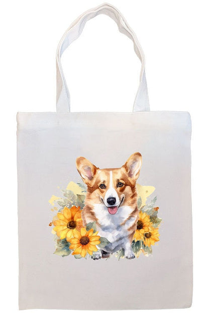 Canvas Tote Bag, Zippered With Handles & Inner Pocket, "Corgi"