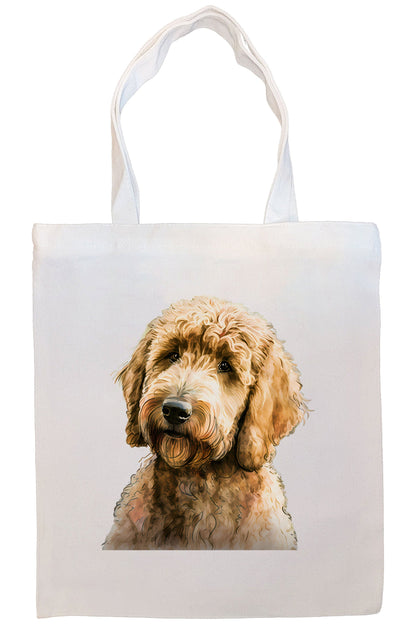 Canvas Tote Bag, Zippered With Handles & Inner Pocket, "Goldendoodle"