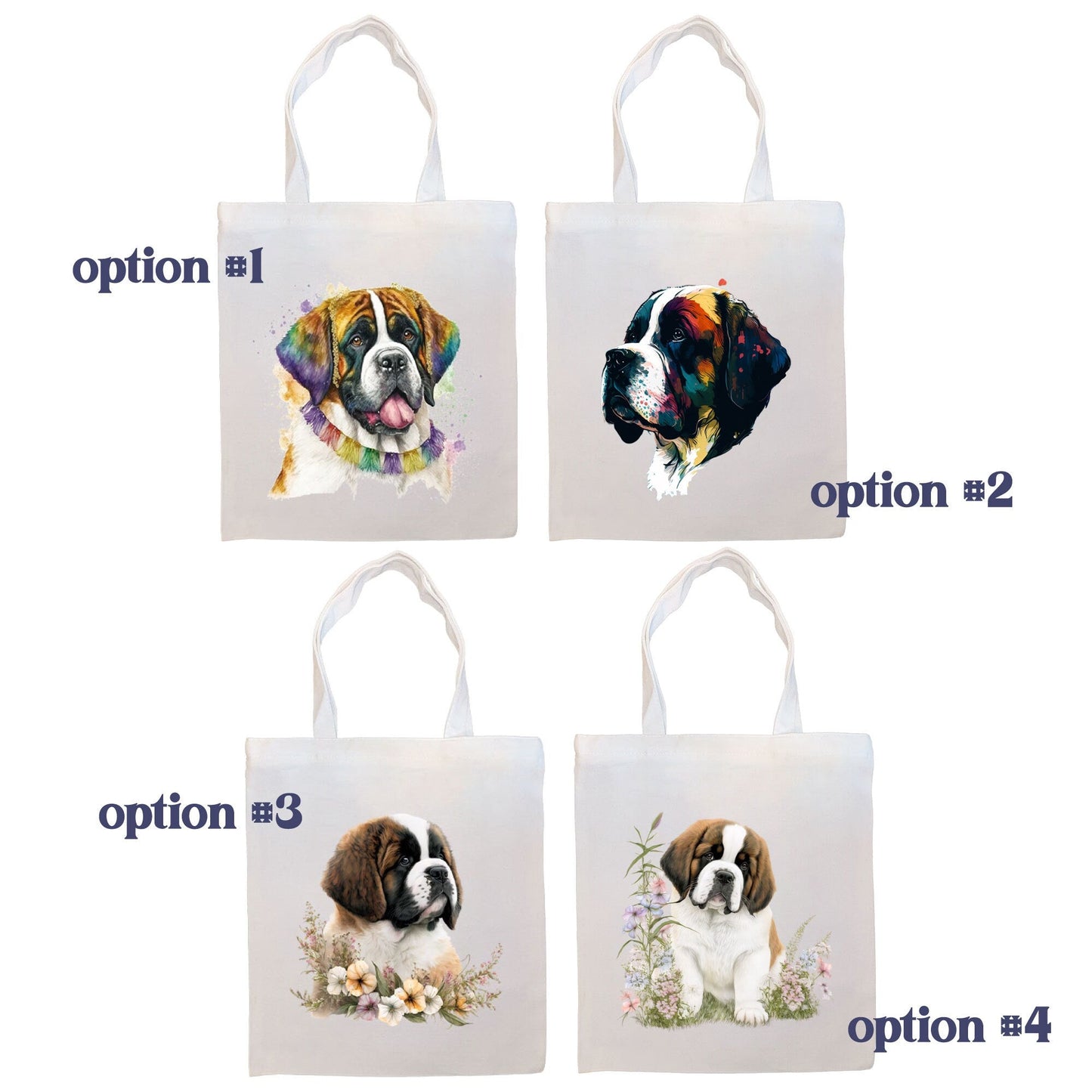 Canvas Tote Bag, Zippered With Handles & Inner Pocket, St. Bernard"