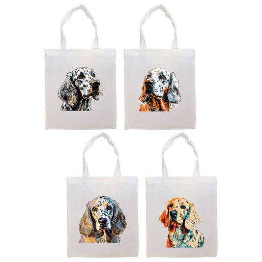 Canvas Tote Bag, Zippered With Handles & Inner Pocket, "English Setter"