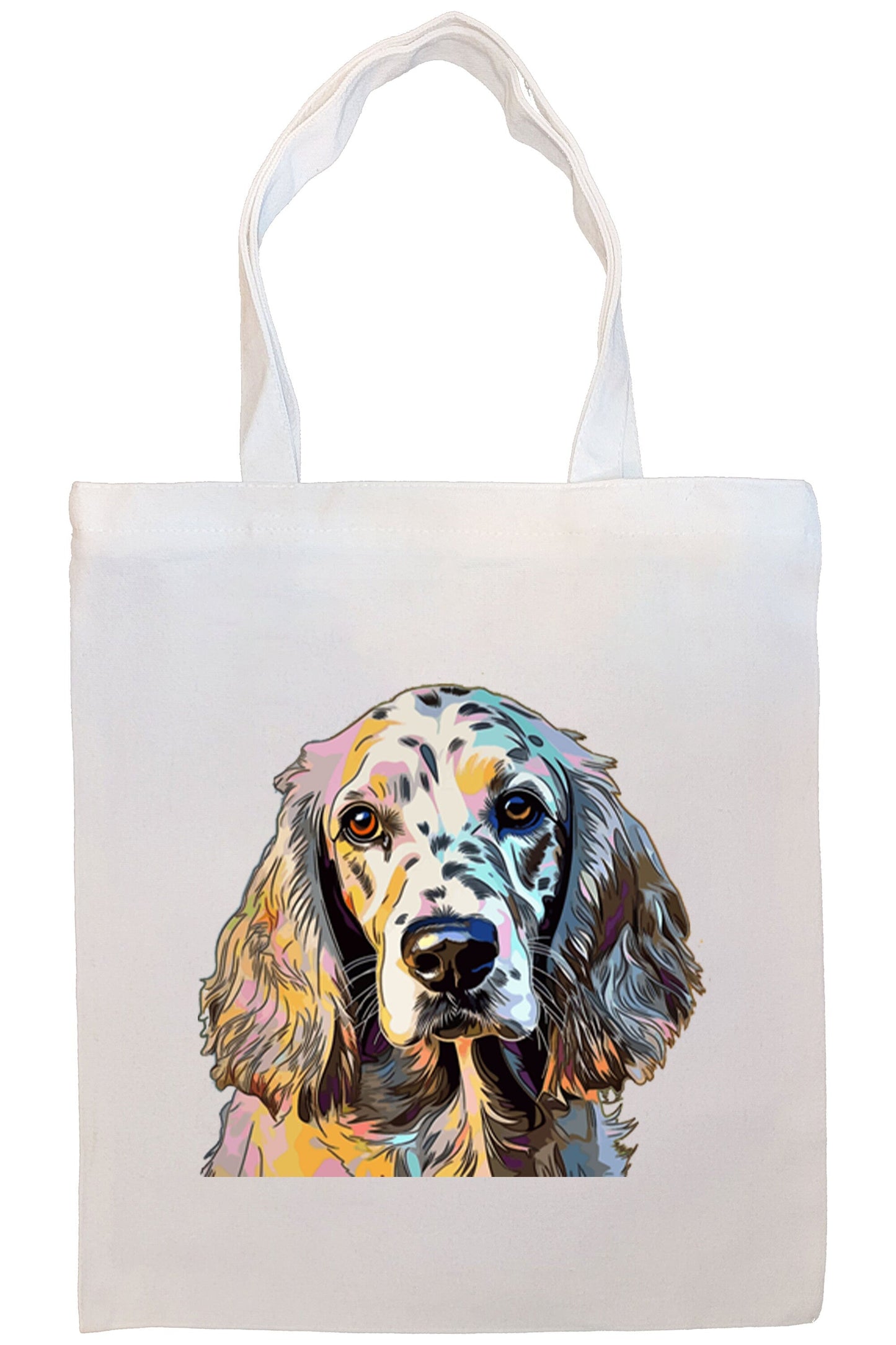 Canvas Tote Bag, Zippered With Handles & Inner Pocket, "English Setter"