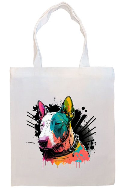 Canvas Tote Bag, Zippered With Handles & Inner Pocket, "Bull Terrier"