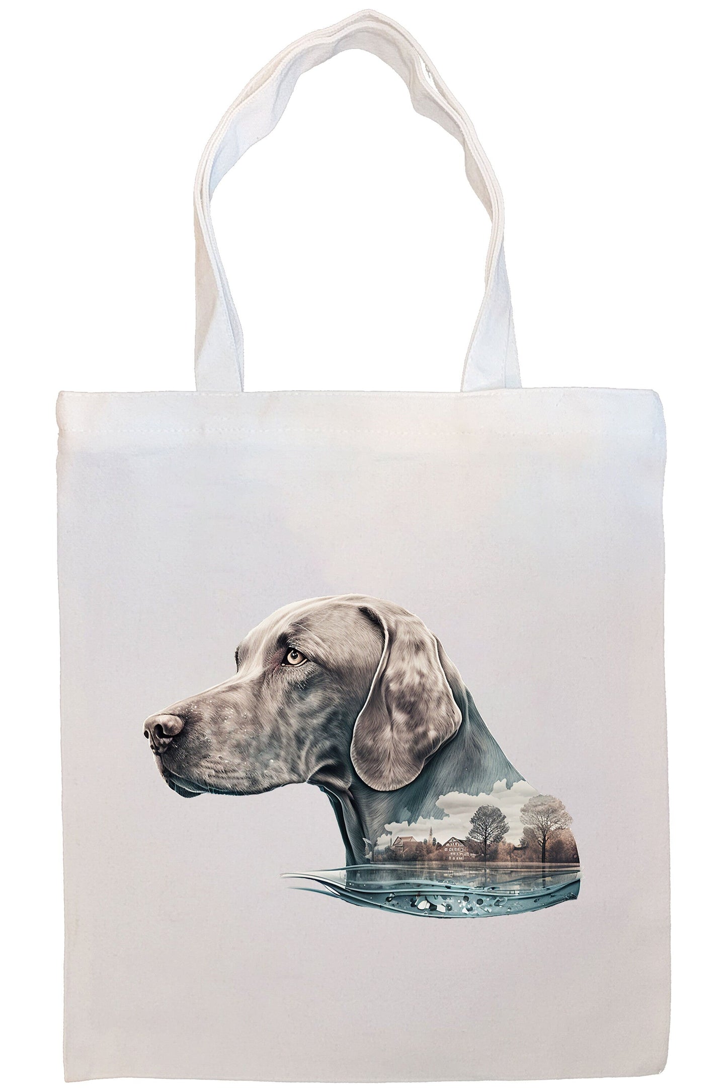 Canvas Tote Bag, Zippered With Handles & Inner Pocket, "Weimaraner"