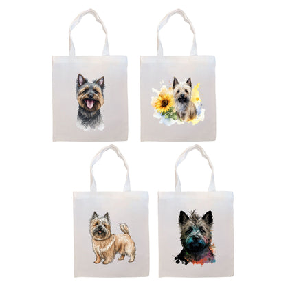 Canvas Tote Bag, Zippered With Handles & Inner Pocket, "Cairn Terrier"