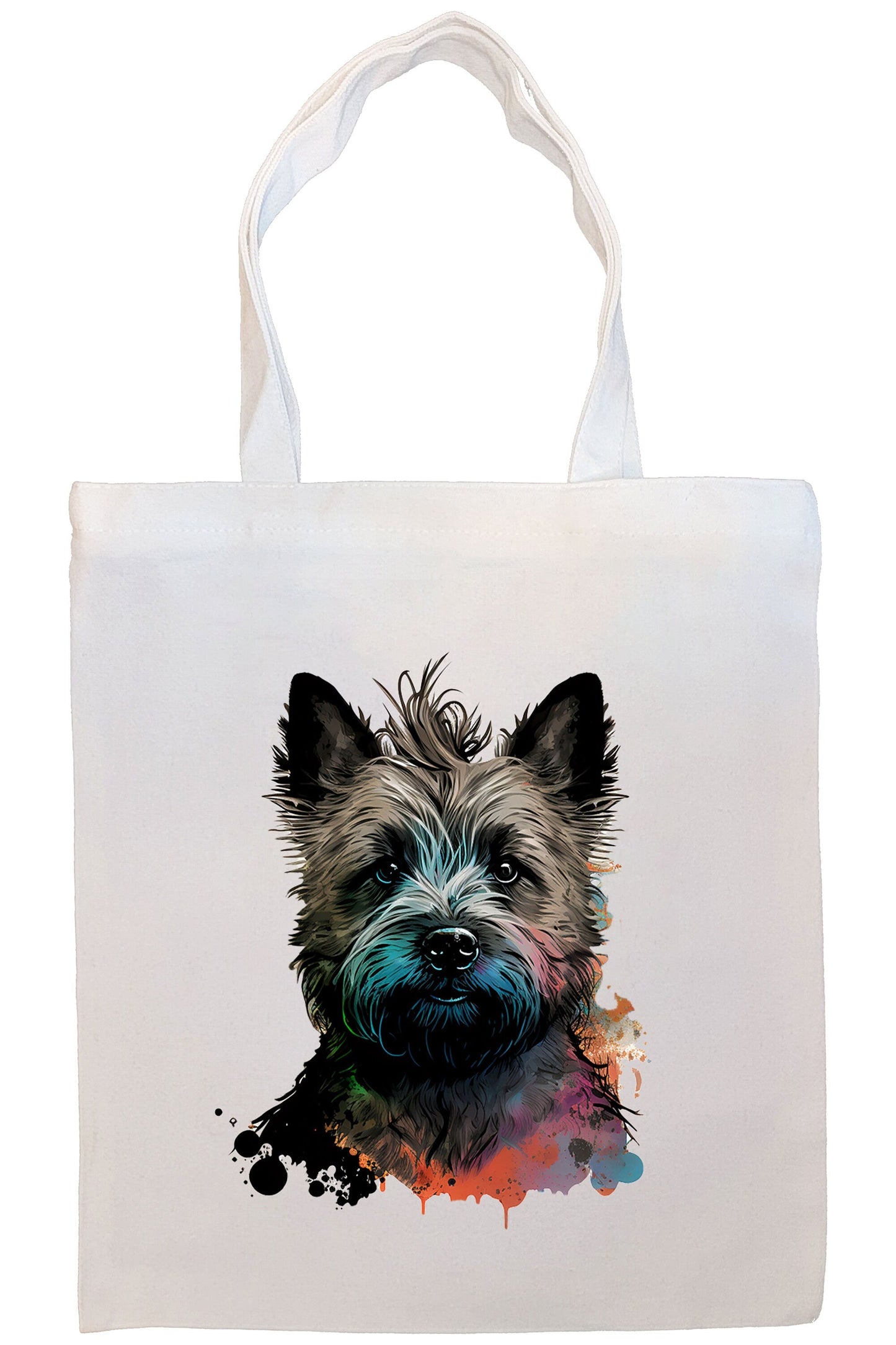 Canvas Tote Bag, Zippered With Handles & Inner Pocket, "Cairn Terrier"