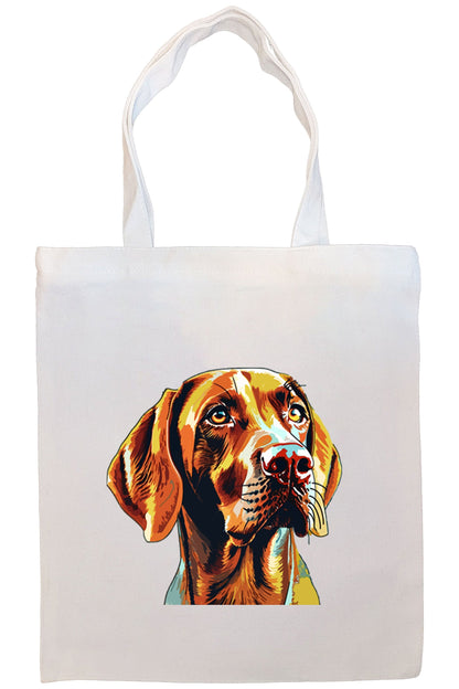 Canvas Tote Bag, Zippered With Handles & Inner Pocket, "Vizsla"