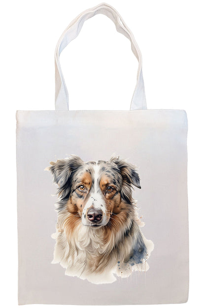 Canvas Tote Bag, Zippered With Handles & Inner Pocket, "Australian Shepherd"