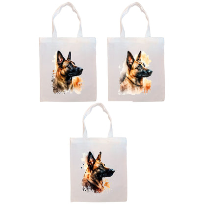 Canvas Tote Bag, Zippered With Handles & Inner Pocket, "Belgian Malinois"