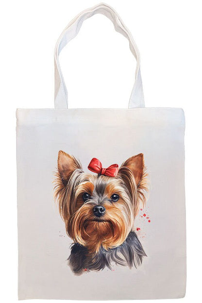 Canvas Tote Bag, Zippered With Handles & Inner Pocket, "Yorkie"