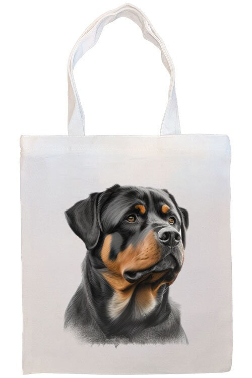 Canvas Tote Bag, Zippered With Handles & Inner Pocket, "Rottweiler"