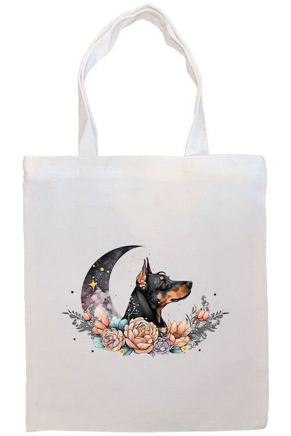 Canvas Tote Bag, Zippered With Handles & Inner Pocket, "Doberman"