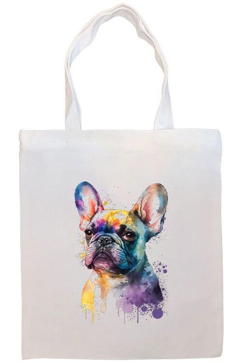 Canvas Tote Bag, Zippered With Handles & Inner Pocket, "Frenchie"