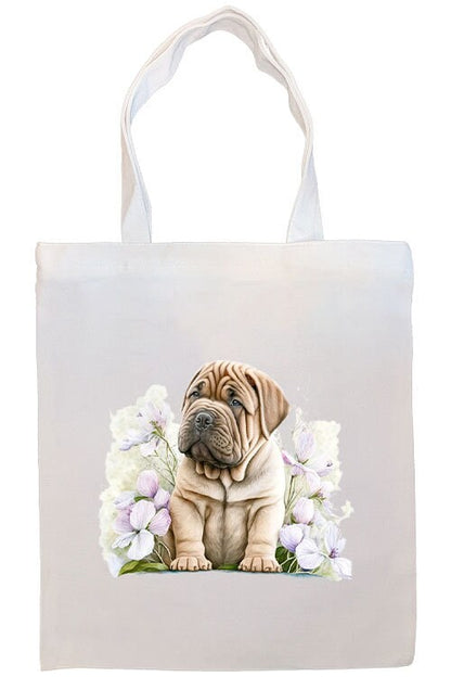 Canvas Tote Bag, Zippered With Handles & Inner Pocket, "Shar-Pei"