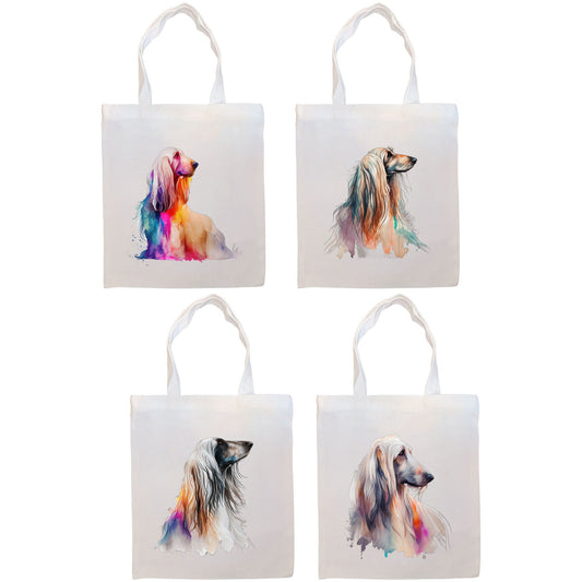 Canvas Tote Bag, Zippered With Handles & Inner Pocket, "Afghan Hound"